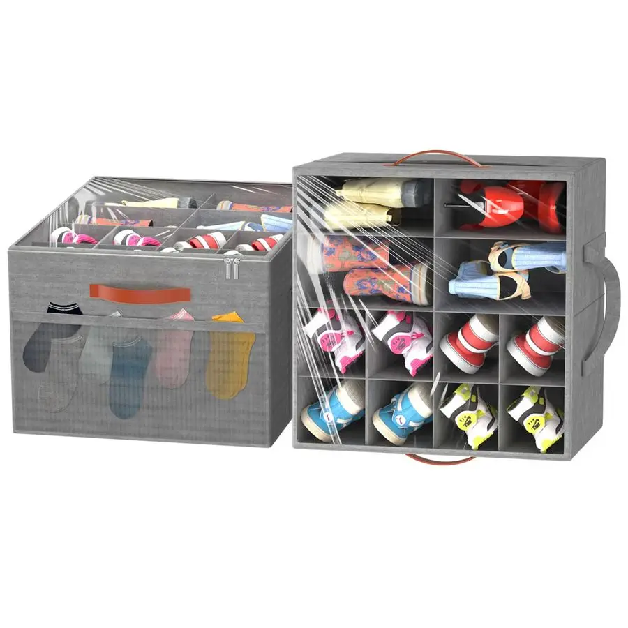 Органайзер для обуви в шкаф, 2 шт., складной контейнер для хранения обуви с прозрачной крышкой и 4 усиленными ручками, экономит место
Органайзер для обуви в шкаф, 2 шт., складной контейнер для хранения обуви с прозрачной крышкой и 4 усиленными ручками, экономит место