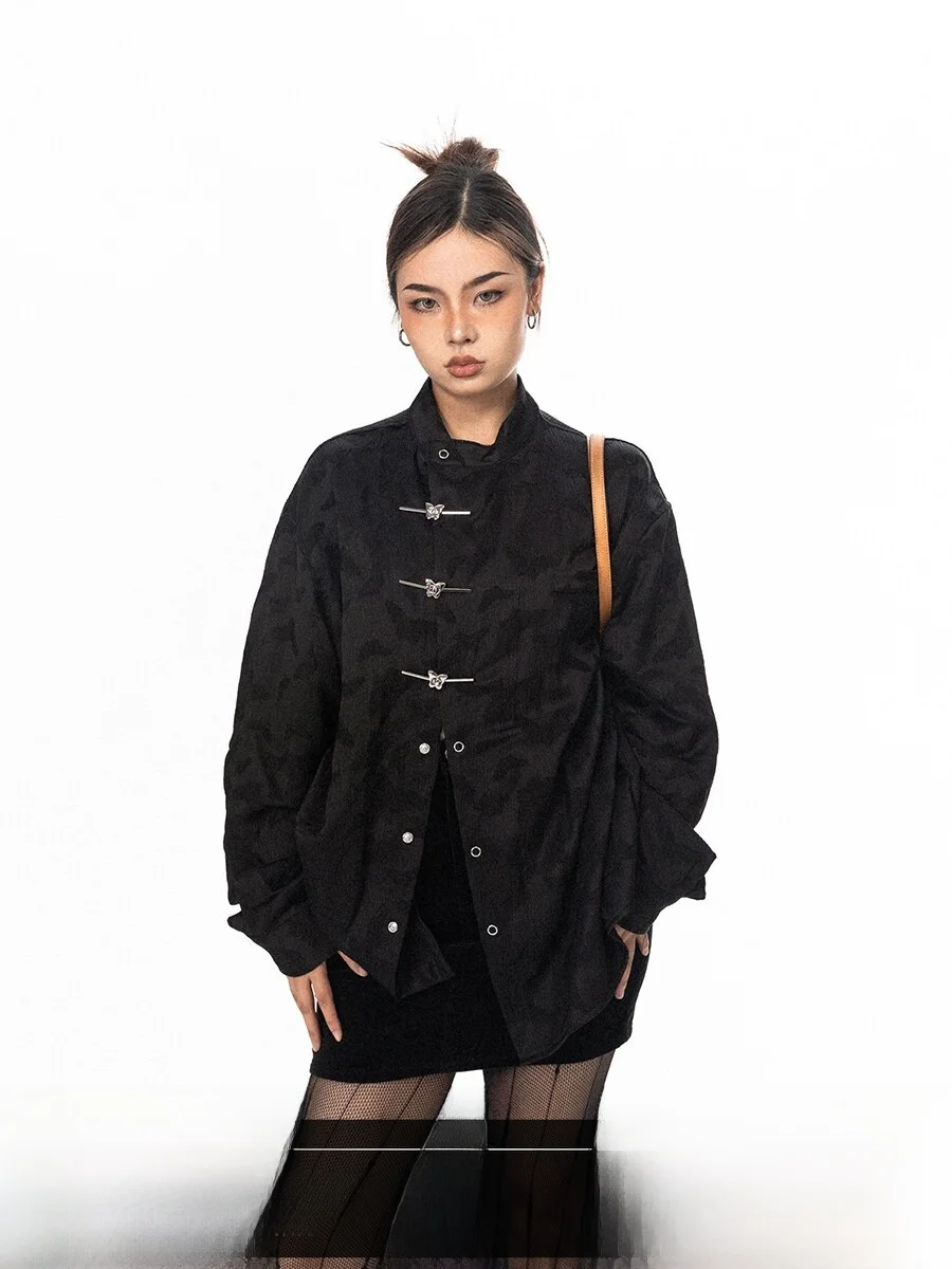 New Chinese Style Metal Button Long Sleeve Shirt Texture Retro Streetwear Loose Fit Women's Premium Quality Polyester
New Chinese Style Metal Button Long Sleeve Shirt Texture Retro Streetwear Loose Fit Women's Premium Quality Polyester