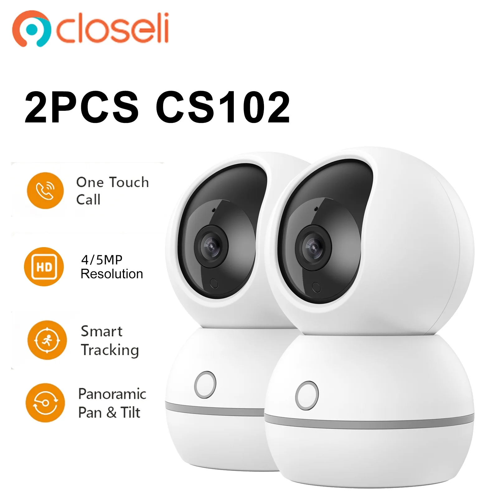 Closeli 2PCS CS102/CS201 4/5MP Indoor Security Cameras Smart Home Wifi Camera Motion Detection Wireless Security Protection
Closeli 2PCS CS102/CS201 4/5MP Indoor Security Cameras Smart Home Wifi Camera Motion Detection Wireless Security Protection