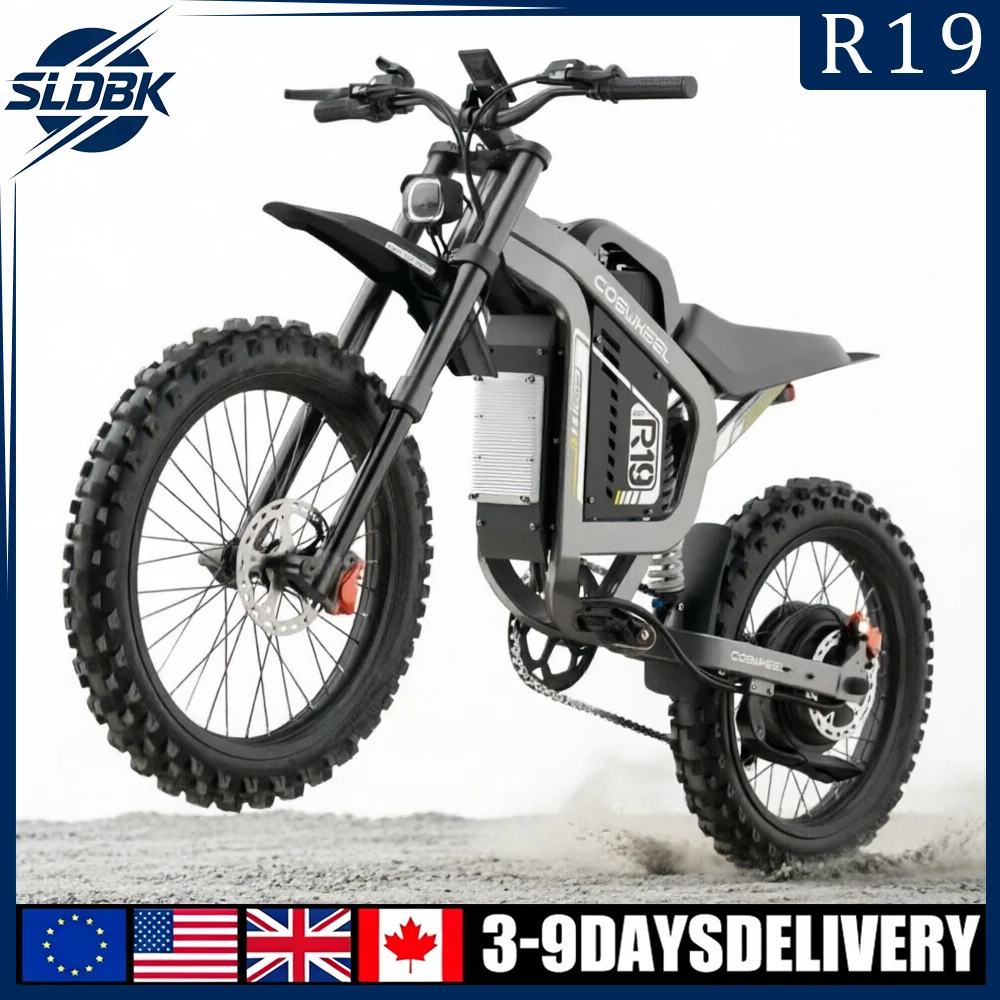 SLDBK R19 Electric Bike High Power 6000W Adult Electric Motorcycle 72V40Ah Battery Off-Road E-bike Use 85kmh Mountain Dirt EBike
SLDBK R19 Electric Bike High Power 6000W Adult Electric Motorcycle 72V40Ah Battery Off-Road E-bike Use 85kmh Mountain Dirt EBike