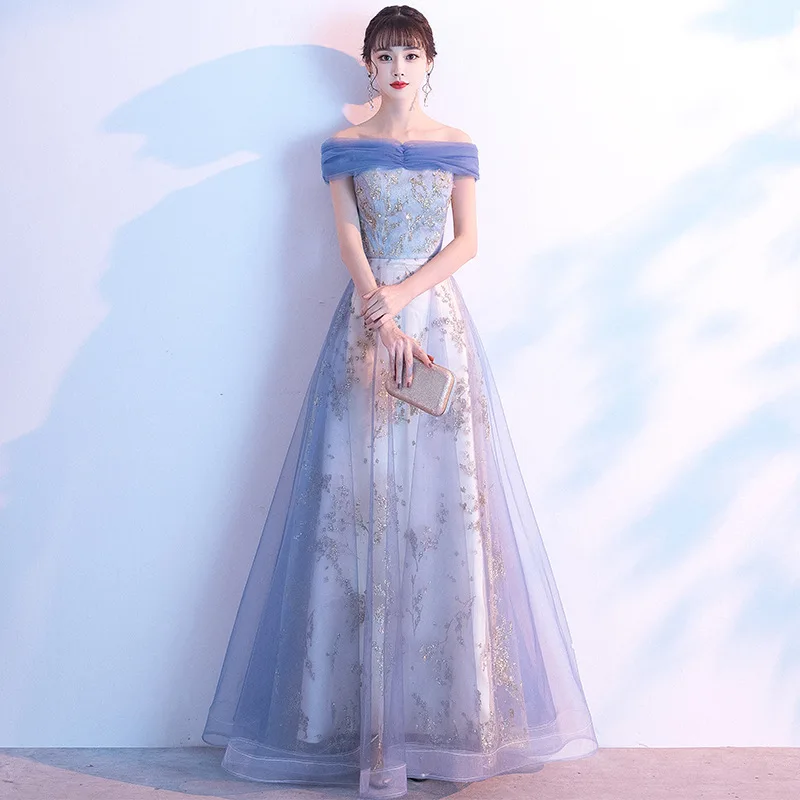 One Shoulder Evening Gown for Women 2026 New Style Autumn and Winter Banquet Temperament Blue Niche Adult Ceremony Hosting Gown
One Shoulder Evening Gown for Women 2026 New Style Autumn and Winter Banquet Temperament Blue Niche Adult Ceremony Hosting Gown