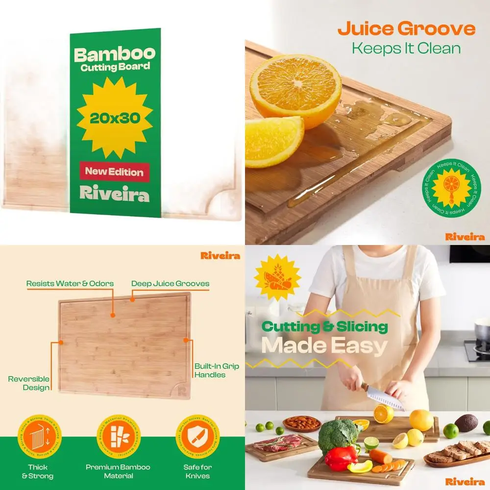 Elegant Bamboo Chopping Board - 20x30 Kitchen Decor & Functionality with Juice Groove
Elegant Bamboo Chopping Board - 20x30 Kitchen Decor & Functionality with Juice Groove