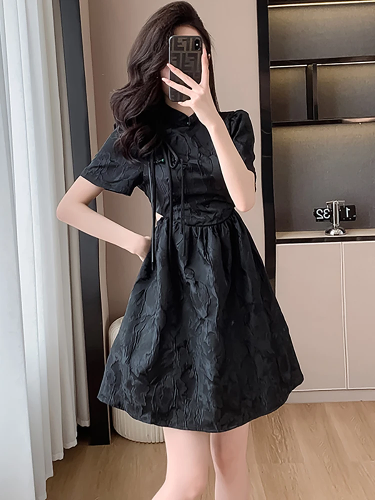 Women Vintage Bodycon Luxury Festival Dress Summer Black Jacquard Short Sleeve Bow Y2k Dress 2026 Korean Chic One Piece Dresses
Women Vintage Bodycon Luxury Festival Dress Summer Black Jacquard Short Sleeve Bow Y2k Dress 2026 Korean Chic One Piece Dresses