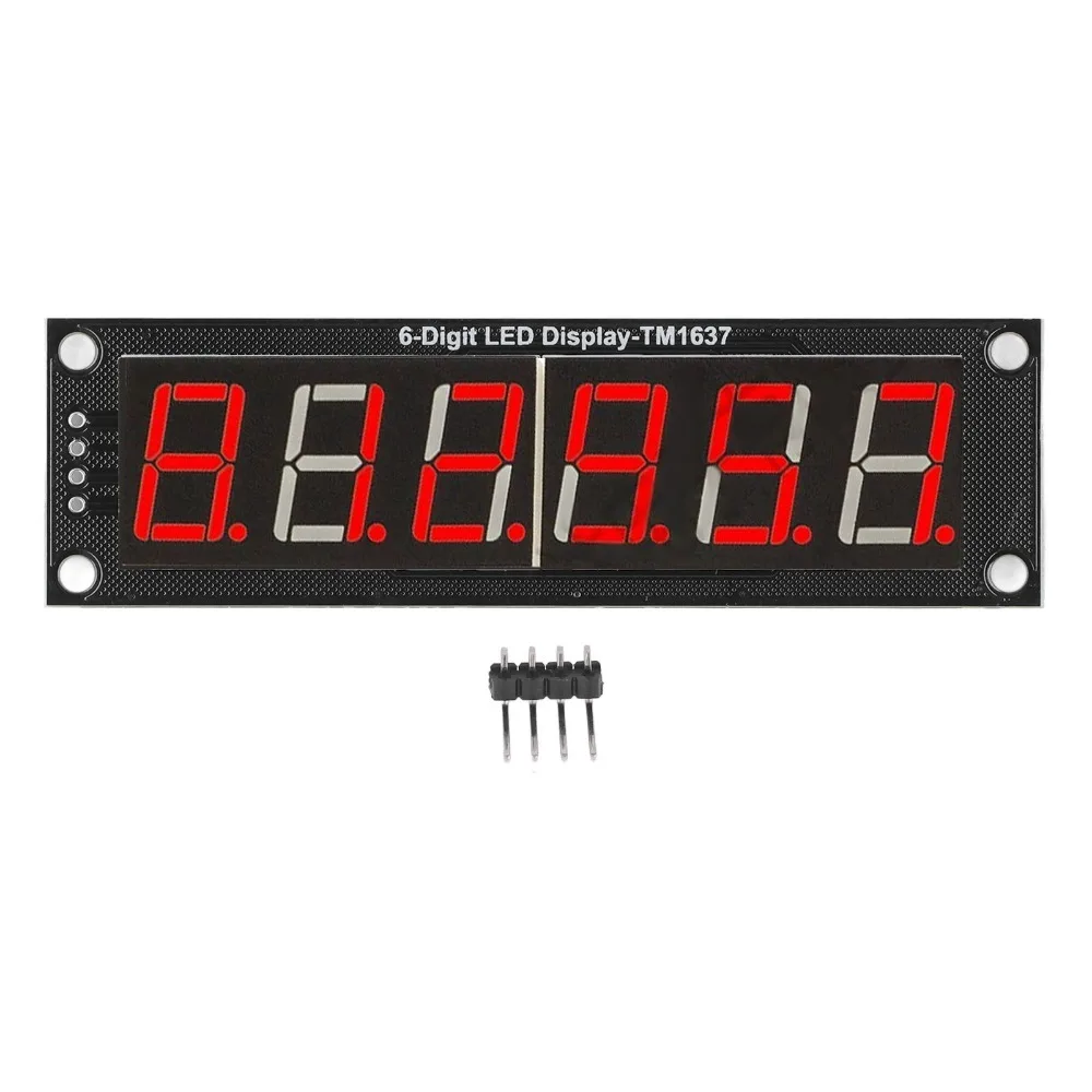 6 Digit 7 Segment LED Display Digital Tube TM1637 0.56in Display Module 2 Pins to Digital IO with Pin Header Digital Tube Module
6 Digit 7 Segment LED Display Digital Tube TM1637 0.56in Display Module 2 Pins to Digital IO with Pin Header Digital Tube Module