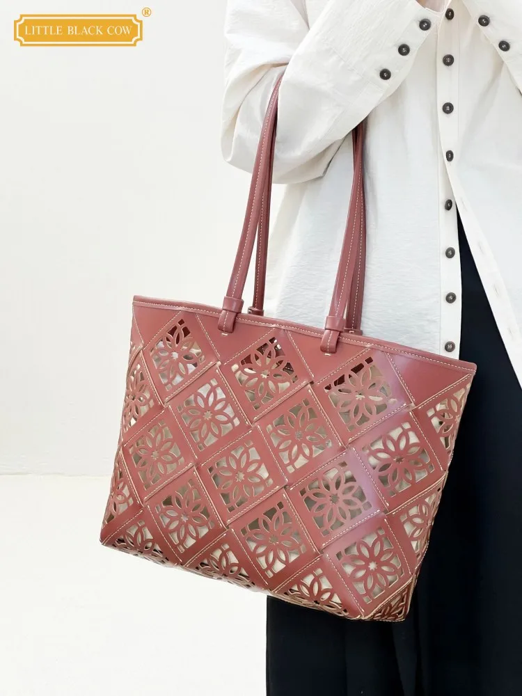 Women New Bucket Style Soft Solid color Split Leather Casual Hollow Out Shoulder Bag Multifunctional Fashionable Handbag Tote
Women New Bucket Style Soft Solid color Split Leather Casual Hollow Out Shoulder Bag Multifunctional Fashionable Handbag Tote