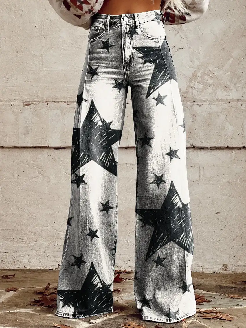 Summer women's thin ink star comfortable wide-leg pants fashionable and comfortable striped women's wide-leg pants flared pants
Summer women's thin ink star comfortable wide-leg pants fashionable and comfortable striped women's wide-leg pants flared pants