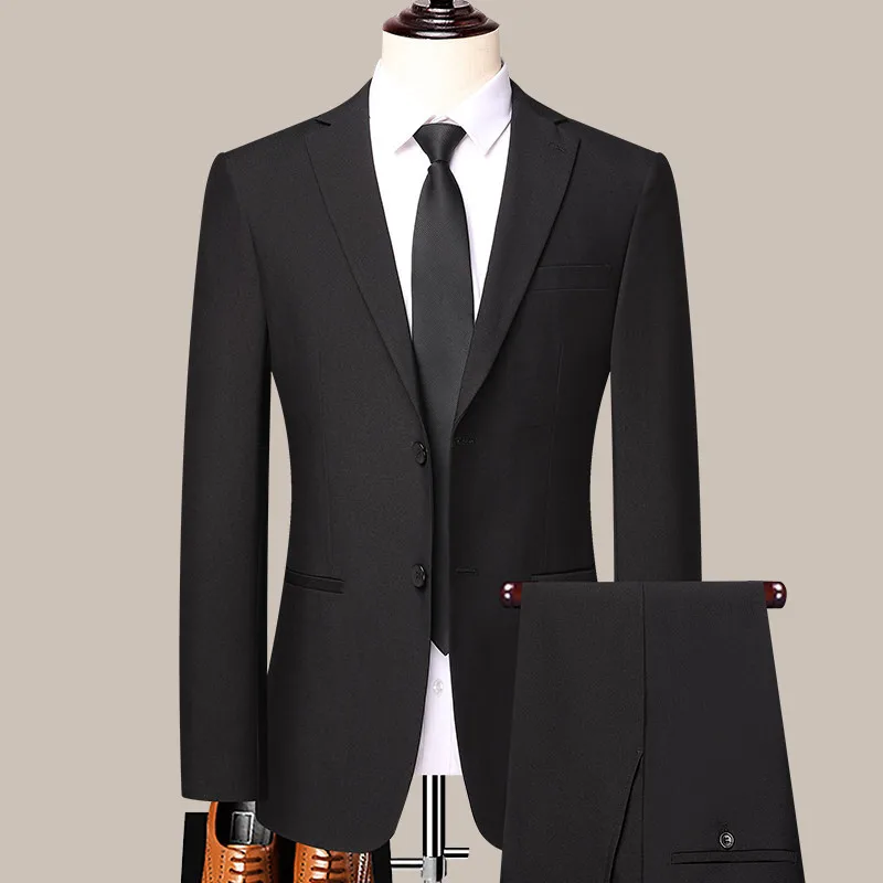 Lansboter Black Men's Suit Set Business Solid Color Simple Korean Version Slim Fit Formal Dress Professional Wedding
Lansboter Black Men's Suit Set Business Solid Color Simple Korean Version Slim Fit Formal Dress Professional Wedding