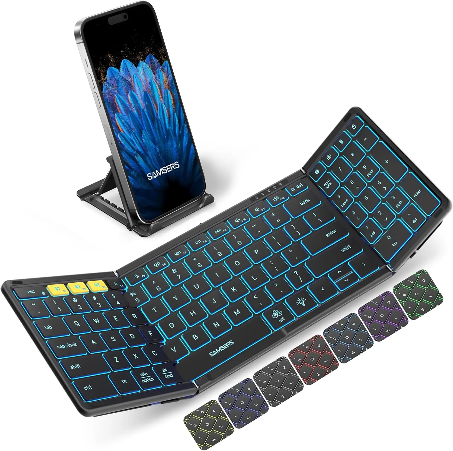 Foldable Bluetooth Keyboard with Numeric Keypad, Backlit Portable Wireless Keyboard for iOS Android Windows Mac, Supports 3
Foldable Bluetooth Keyboard with Numeric Keypad, Backlit Portable Wireless Keyboard for iOS Android Windows Mac, Supports 3