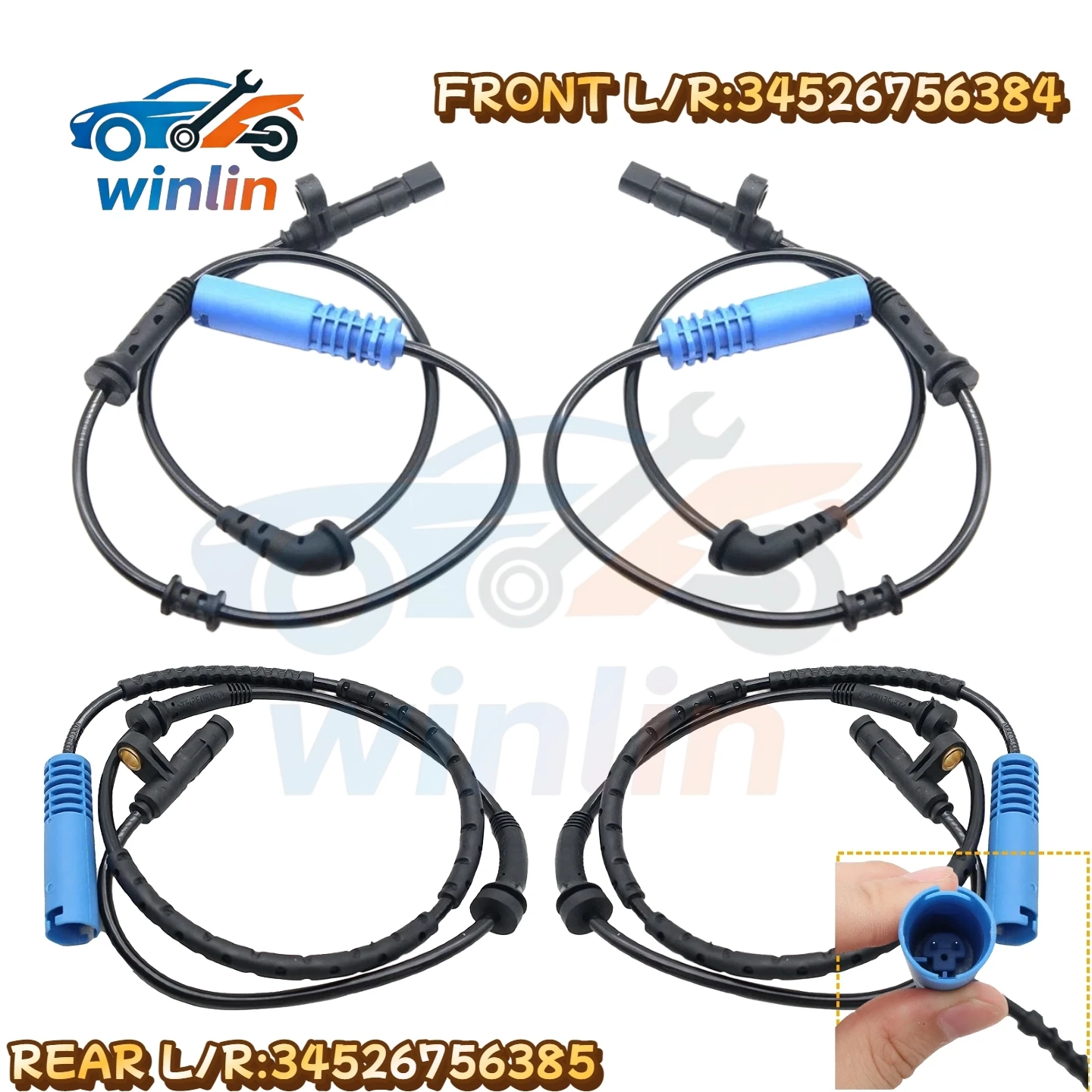 34526756384 34526756385 4PCS Front Rear Left/Right ABS Wheel Speed Sensor OEM For Mini Convertible R50 R52 R53 Car Parts