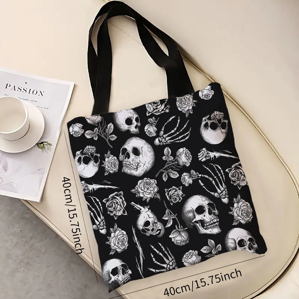 Halloween Skull & Rose Design Printed Women Shoulder Bag Shopping Bags Female Handbags Reusable Tote Gift 7.3
Halloween Skull & Rose Design Printed Women Shoulder Bag Shopping Bags Female Handbags Reusable Tote Gift 7.3