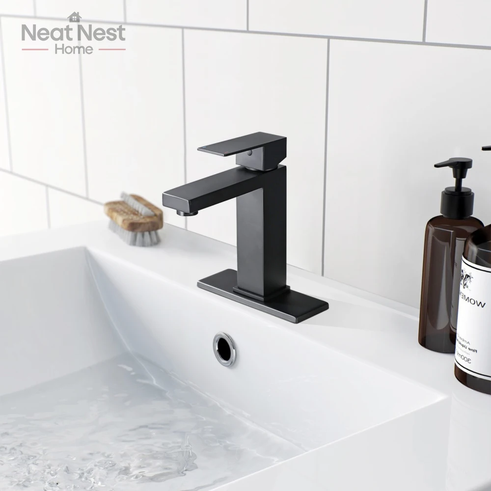 Bathroom Modern Faucet Single Hole, Single Handle Stainless Steel Faucet for Bathroom Sink with Deckplate and Drain Assembly
Bathroom Modern Faucet Single Hole, Single Handle Stainless Steel Faucet for Bathroom Sink with Deckplate and Drain Assembly