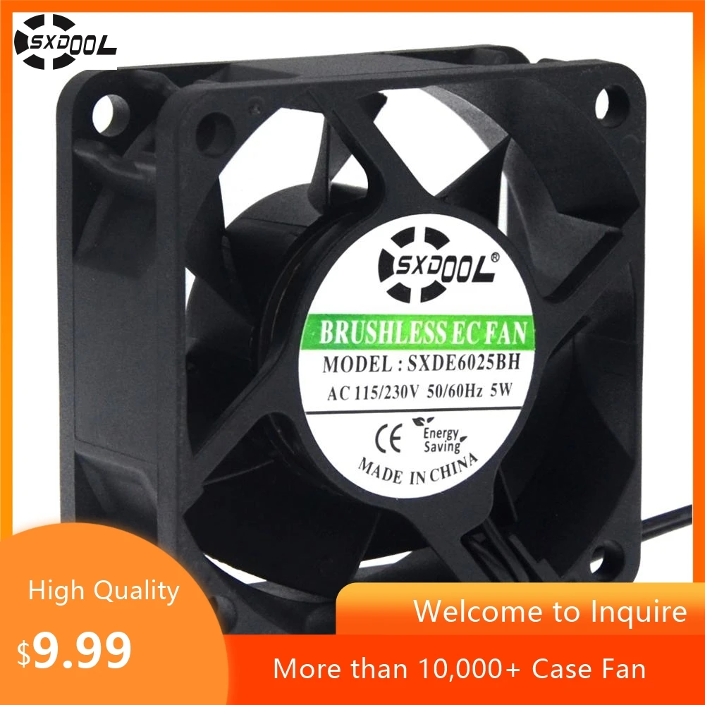 60mm 115V 230V Fan For SXDOOL 60x60x25mm EC Cooling Fan AC 110V 220V Dual Ball Bearings 25CFM
60mm 115V 230V Fan For SXDOOL 60x60x25mm EC Cooling Fan AC 110V 220V Dual Ball Bearings 25CFM