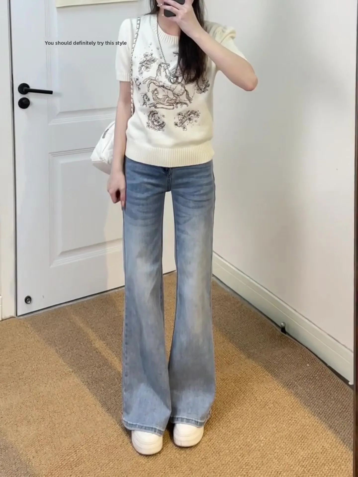 Summer 2026 Women's Slimming High Waist Wide Leg Jeans Ice Blue Micro Flared Jeans Lazy Style Short plus Size Ladies Jeans
Summer 2026 Women's Slimming High Waist Wide Leg Jeans Ice Blue Micro Flared Jeans Lazy Style Short plus Size Ladies Jeans