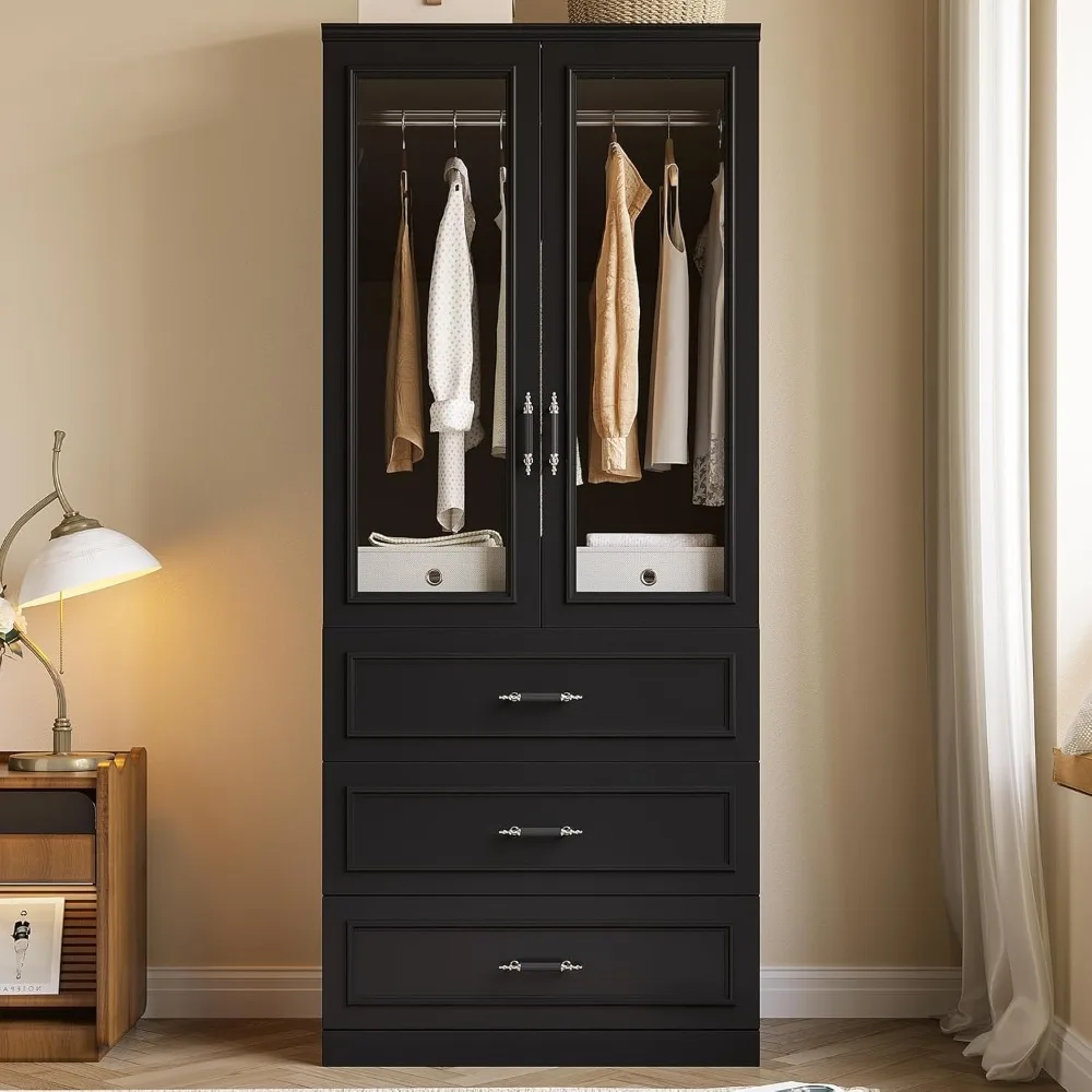 Large 74.8 Modern Freestanding Wardrobe with 2 Doors and 3 Drawers
Large 74.8 Modern Freestanding Wardrobe with 2 Doors and 3 Drawers