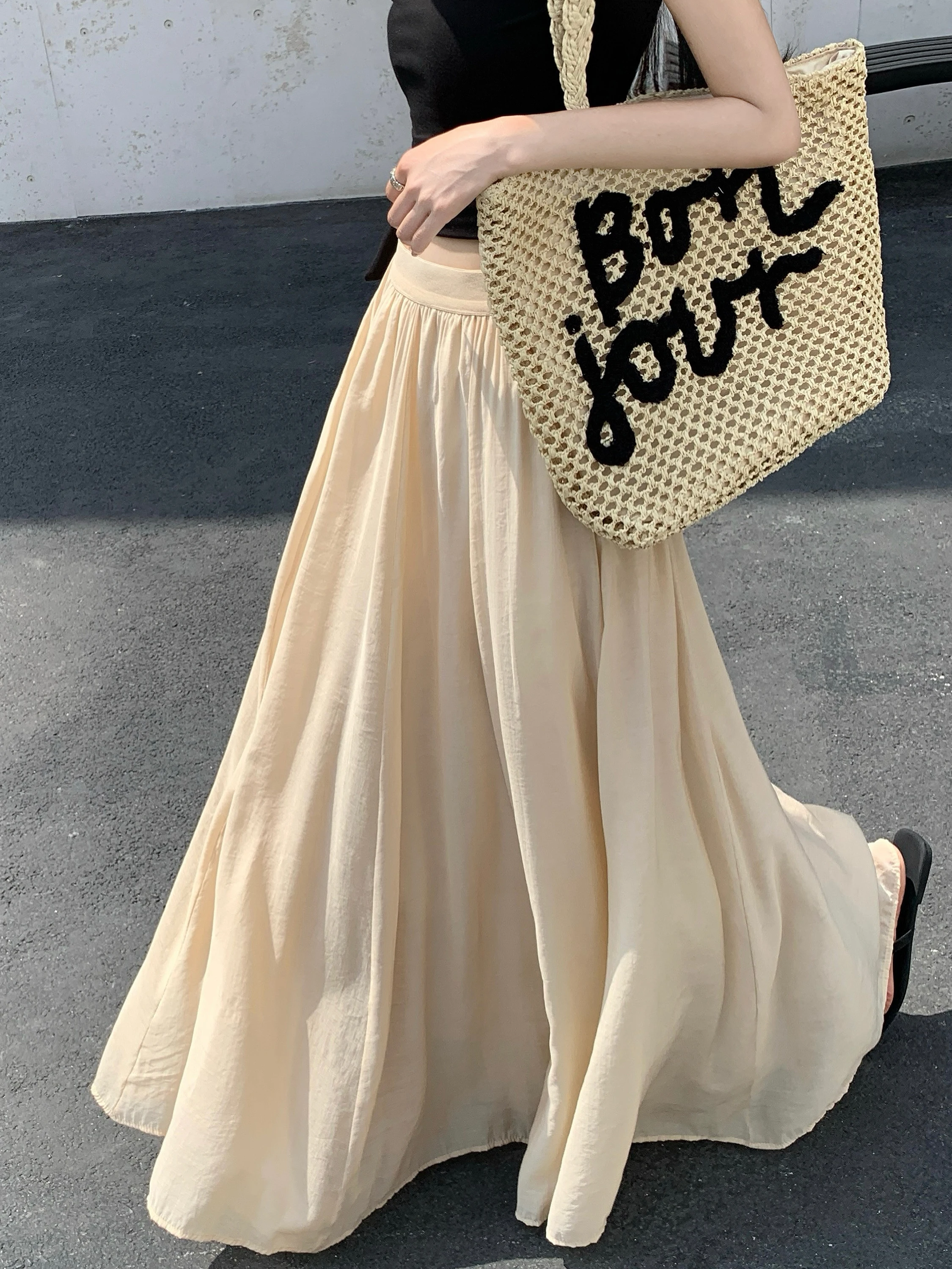 Casual A-Line Midi Skirt Women's Summer 2026 New Pleated High Waist Elastic Waist Polyester Fiber Cool Feeling Korean Style
Casual A-Line Midi Skirt Women's Summer 2026 New Pleated High Waist Elastic Waist Polyester Fiber Cool Feeling Korean Style