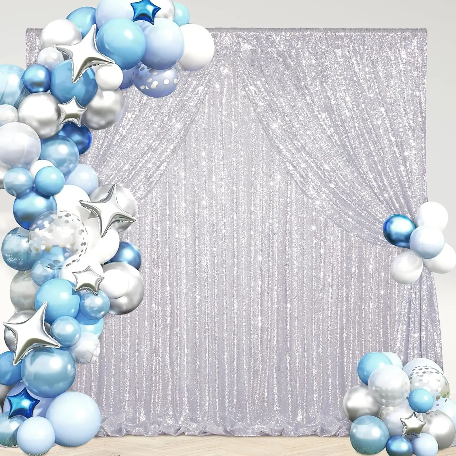 2Pcs-7ftx7ft Silver Sequin Backdrop Curtain: Christmas Curtain Photography Backdrop for Bridal Shower Party Birthday Wedding New
2Pcs-7ftx7ft Silver Sequin Backdrop Curtain: Christmas Curtain Photography Backdrop for Bridal Shower Party Birthday Wedding New
