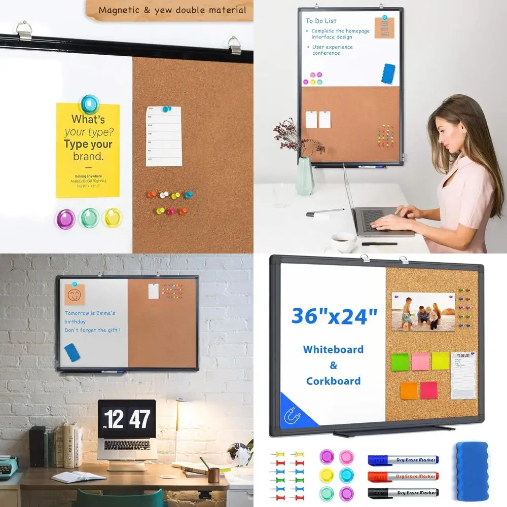 Двухфункциональная магнитная доска 36 x 24 дюйма (белая доска и доска для заметок), настенная, для дома и офиса
Двухфункциональная магнитная доска 36 x 24 дюйма (белая доска и доска для заметок), настенная, для дома и офиса