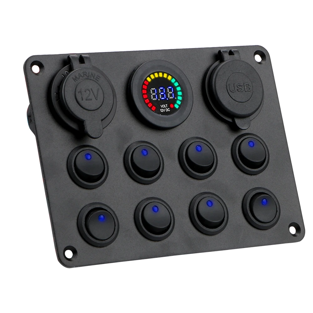 12-24V 8 Gang Circuit Breaker Toggle Switch Panel Car Push Button Switch Dual USB Charger Interior Accessories
12-24V 8 Gang Circuit Breaker Toggle Switch Panel Car Push Button Switch Dual USB Charger Interior Accessories