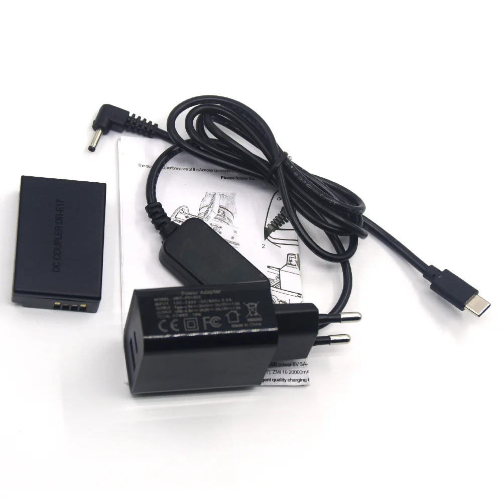 Кабель питания USB Type-C PD 3.0 DR-E17 с DC-разъемом и фиктивной батареей LP-E17 для камер Canon EOS M3, M5, M6, EOS-M6 Mark II
Кабель питания USB Type-C PD 3.0 DR-E17 с DC-разъемом и фиктивной батареей LP-E17 для камер Canon EOS M3, M5, M6, EOS-M6 Mark II