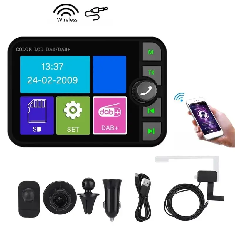 N82R 2.4 Inch LCD DAB/DAB+ Radio Receiver Bluetooth MP3 Player FM Car Digital Signal Broadcasting For European Cars