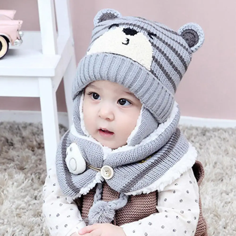 Unisex Baby Hat Warm Bear Winter Kids Cartoon Stripe Knit Cap Scarf Earmuff Set
Unisex Baby Hat Warm Bear Winter Kids Cartoon Stripe Knit Cap Scarf Earmuff Set