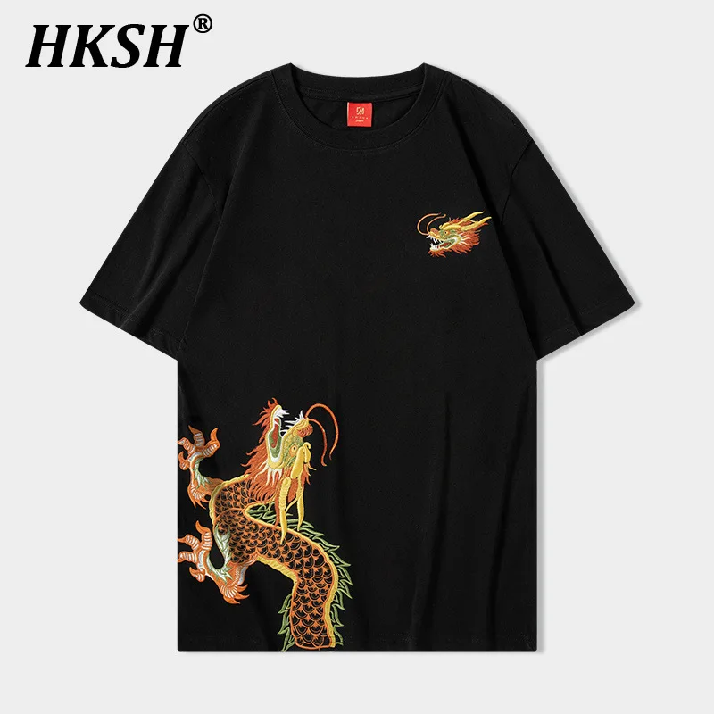 HKSH Летняя новая мужская элегантная модная футболка с короткими рукавами и китайским драконом с тяжелой вышивкой, хлопковые повседневные шикарные футболки Ins HK6006
HKSH Летняя новая мужская элегантная модная футболка с короткими рукавами и китайским драконом с тяжелой вышивкой, хлопковые повседневные шикарные футболки Ins HK6006