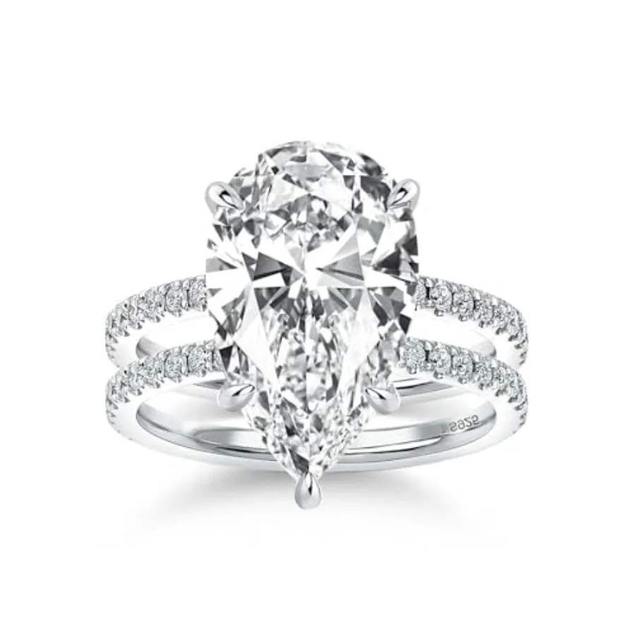 RODIFFY 5 Carat Pear Cut Engagement Wedding Ring Set for Women, S925 Silver 5A Cubic Zirconia Bridal Jewelry, Elegant Teardrop
RODIFFY 5 Carat Pear Cut Engagement Wedding Ring Set for Women, S925 Silver 5A Cubic Zirconia Bridal Jewelry, Elegant Teardrop