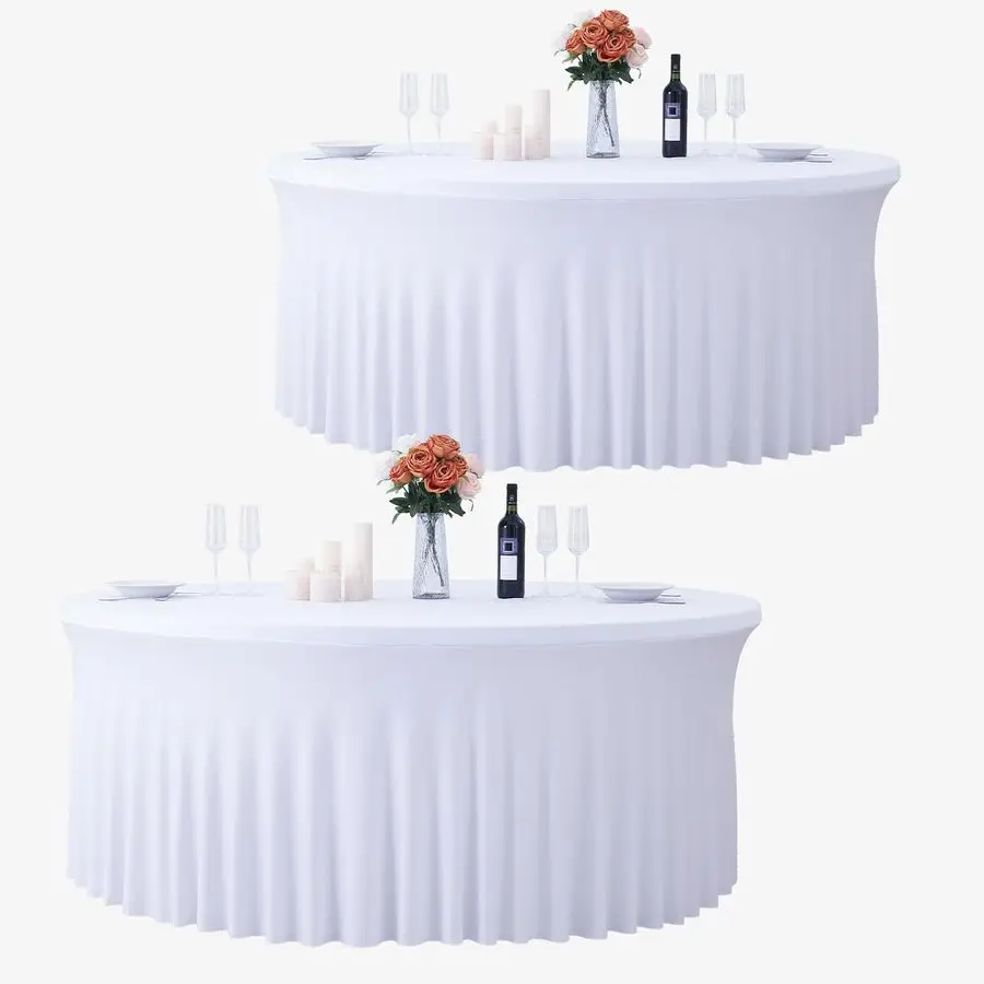 Pack White Table Cloth for 5FT Round Tables, Fitted Spandex 120 inch Round Tablecloth, Wrinkle Free White Table Skirt for Recept
Pack White Table Cloth for 5FT Round Tables, Fitted Spandex 120 inch Round Tablecloth, Wrinkle Free White Table Skirt for Recept