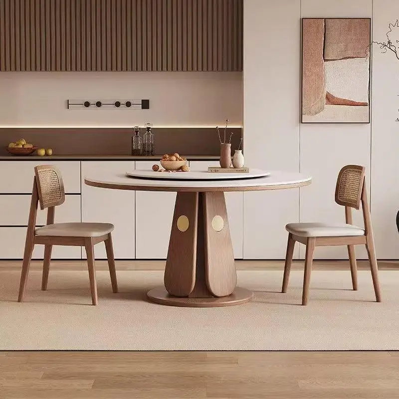 Medieval style round table rock slab diningtable and chair combination small apartment living room household with turntable ret
Medieval style round table rock slab diningtable and chair combination small apartment living room household with turntable ret