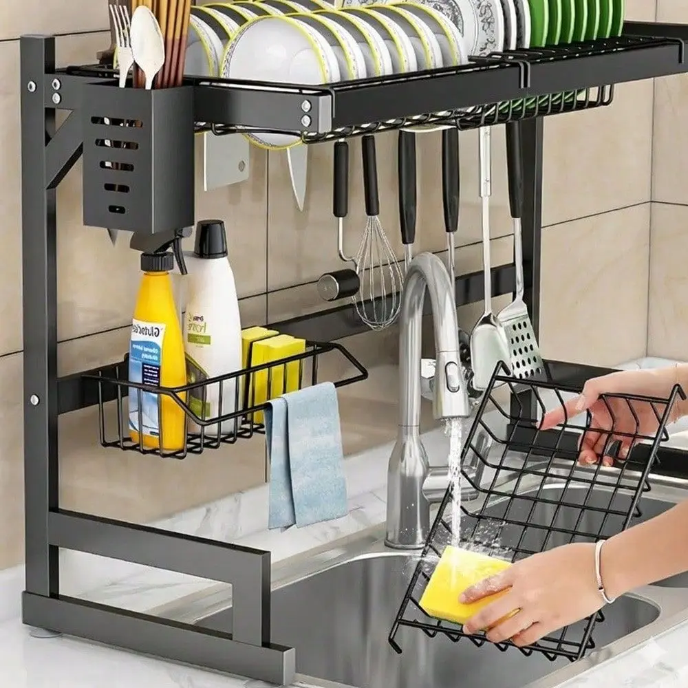 2 Tier Over Sink Dish Drying Rack Black Stainless Steel Large Dish Drainer Space Saving Kitchen Storage And Organization Rack F
2 Tier Over Sink Dish Drying Rack Black Stainless Steel Large Dish Drainer Space Saving Kitchen Storage And Organization Rack F