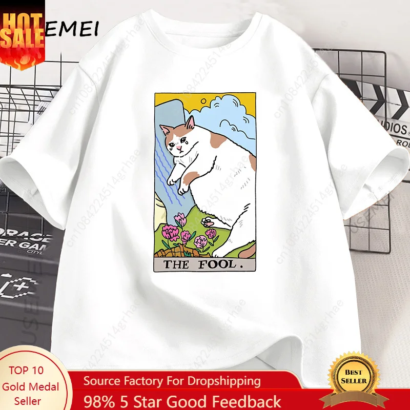 Sad Cat Meme The Fool Tarot T-Shirt Men Women Witchy Clothing Crying Cat T Shirt Casual Oversized T-shirts Streetwear Clothing
Sad Cat Meme The Fool Tarot T-Shirt Men Women Witchy Clothing Crying Cat T Shirt Casual Oversized T-shirts Streetwear Clothing