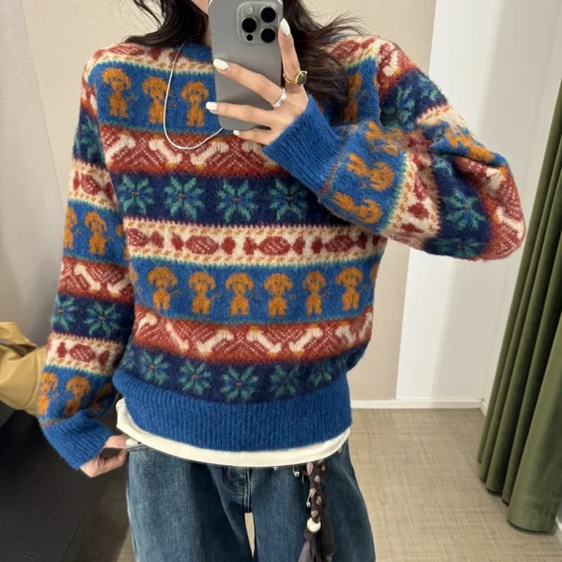 HEIDD Вязаный топ с длинным рукавом и принтом собаки, весна 2025, корейский стиль, прямой крой, из смесовой шерсти, женская мода
HEIDD Вязаный топ с длинным рукавом и принтом собаки, весна 2025, корейский стиль, прямой крой, из смесовой шерсти, женская мода