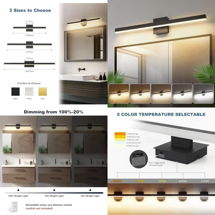 Bathroom Light Fixture Over Mirror 5CCT Dimmable Vanity Lights Bar for Bathroom Modern Bath Vanity Light Led Bath Lamp ETL Cert
Bathroom Light Fixture Over Mirror 5CCT Dimmable Vanity Lights Bar for Bathroom Modern Bath Vanity Light Led Bath Lamp ETL Cert