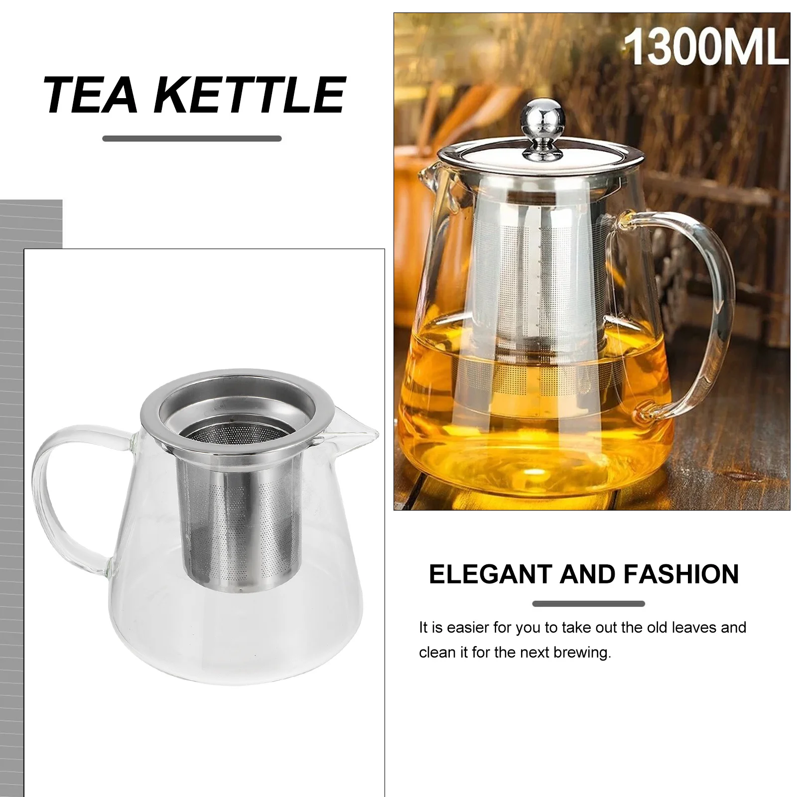 1Set Glass Teapot Set Heat Resistant Transparent Tea Kettle Office Dining Room Tea Infuser Loose Leaf Filter Teapot 
1Set Glass Teapot Set Heat Resistant Transparent Tea Kettle Office Dining Room Tea Infuser Loose Leaf Filter Teapot