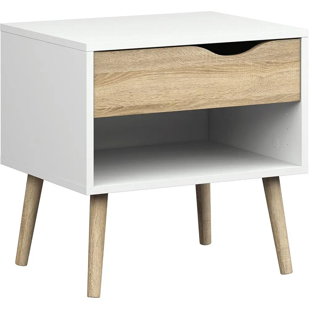 White and Oak Nightstand, Modern Storage Solution
White and Oak Nightstand, Modern Storage Solution