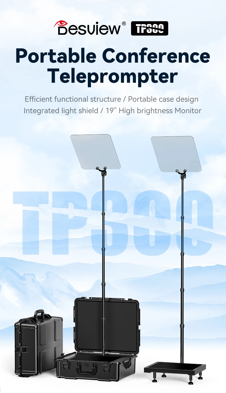 Портативный телесуфлер для конференц-связи Desview TP300, 19 дюймов, телесуфлер для прямой трансляции интервью
Портативный телесуфлер для конференц-связи Desview TP300, 19 дюймов, телесуфлер для прямой трансляции интервью
