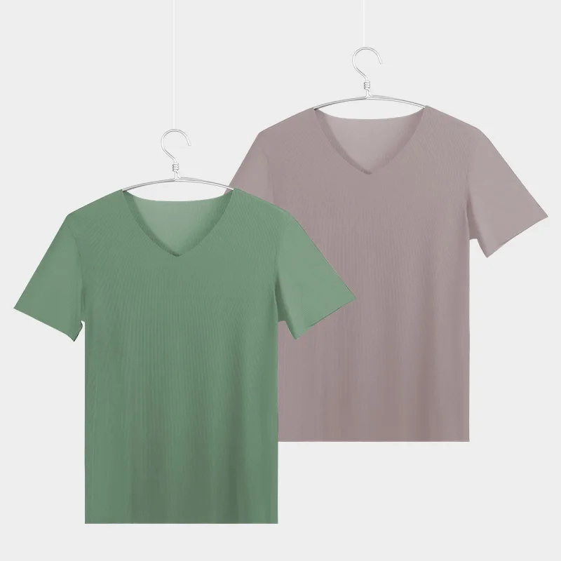 Мужская однотонная футболка с короткими рукавами Ice Silk Traceless, 2 шт., топ с V-образным вырезом и половиной рукавов, тонкий базовый слой, утягивающее нижнее белье
Мужская однотонная футболка с короткими рукавами Ice Silk Traceless, 2 шт., топ с V-образным вырезом и половиной рукавов, тонкий базовый слой, утягивающее нижнее белье