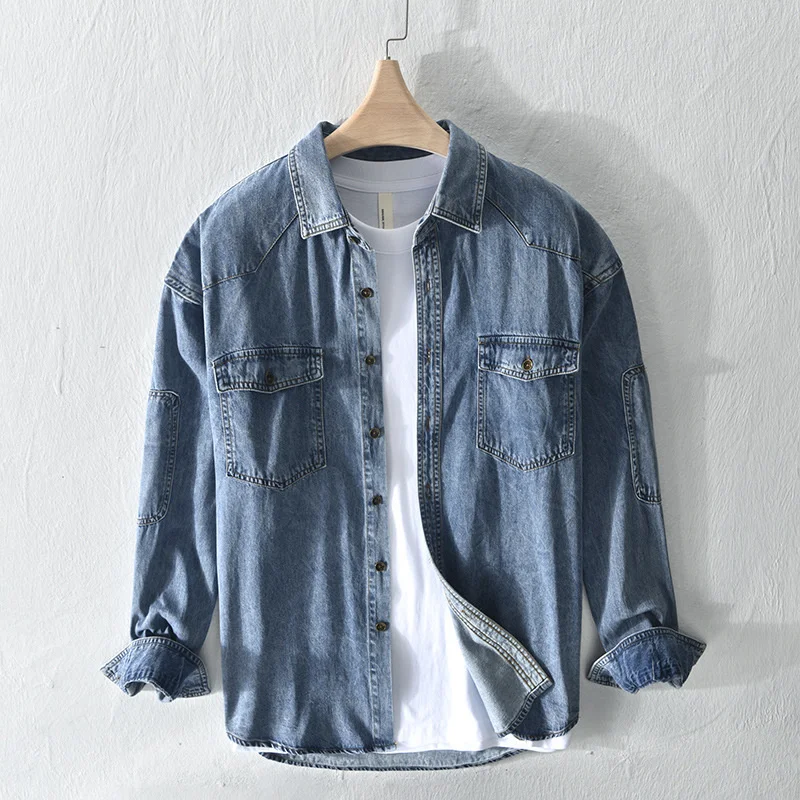 #7649 Spring Autumn Blue Denim Men Shirts Long Sleeve Vintage Jeans Shirt Male Streetwear Hip Hop Shirt Pockets Outerwear Shirt
#7649 Spring Autumn Blue Denim Men Shirts Long Sleeve Vintage Jeans Shirt Male Streetwear Hip Hop Shirt Pockets Outerwear Shirt