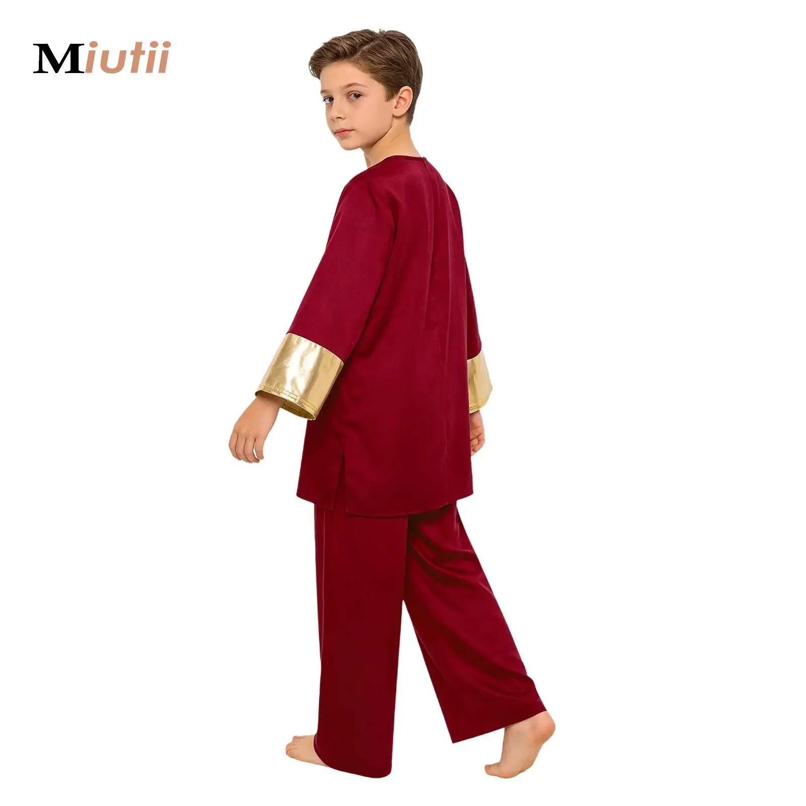 Kids Boys Church Choir Worship Costume Liturgical Praise Lyrical Dance Performance Dancewear Metallic Robe Tunic Top Pants Set
Kids Boys Church Choir Worship Costume Liturgical Praise Lyrical Dance Performance Dancewear Metallic Robe Tunic Top Pants Set