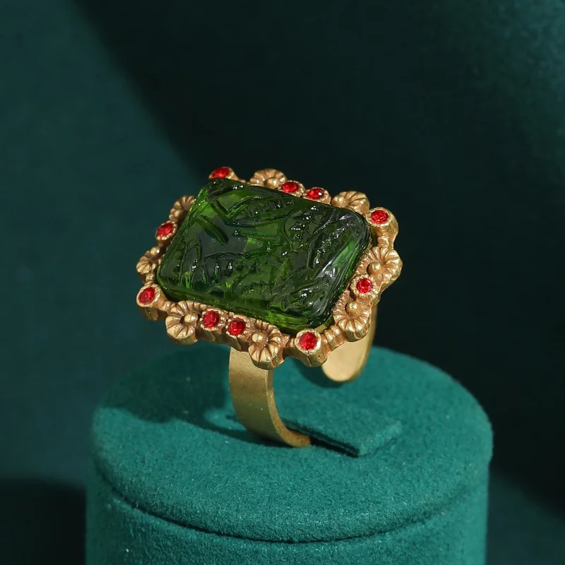 Vintage Olive Green Ring for Woman Rectangle Glass Palace Jewelry High Quality Gold Color Carnival Party Trends 2026 Accessories
Vintage Olive Green Ring for Woman Rectangle Glass Palace Jewelry High Quality Gold Color Carnival Party Trends 2026 Accessories