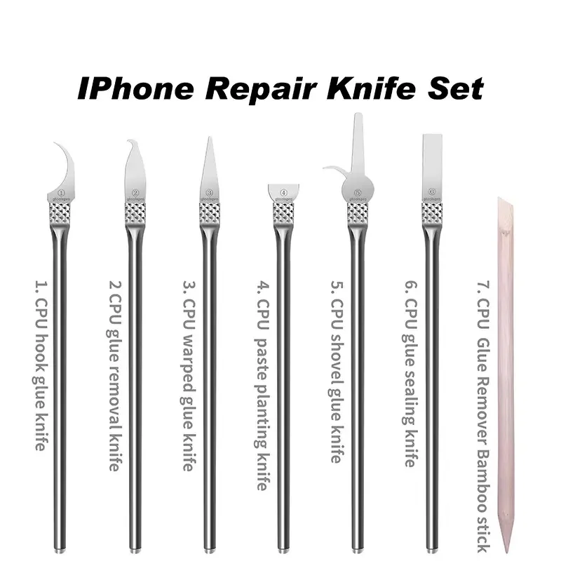 7Pcs/Set Dismantling CPU IC Prying Knife Thin Ultra-Thin Blade Pry Shovel Small Knife For iPhone Phone Motherboard Repair Tools
7Pcs/Set Dismantling CPU IC Prying Knife Thin Ultra-Thin Blade Pry Shovel Small Knife For iPhone Phone Motherboard Repair Tools