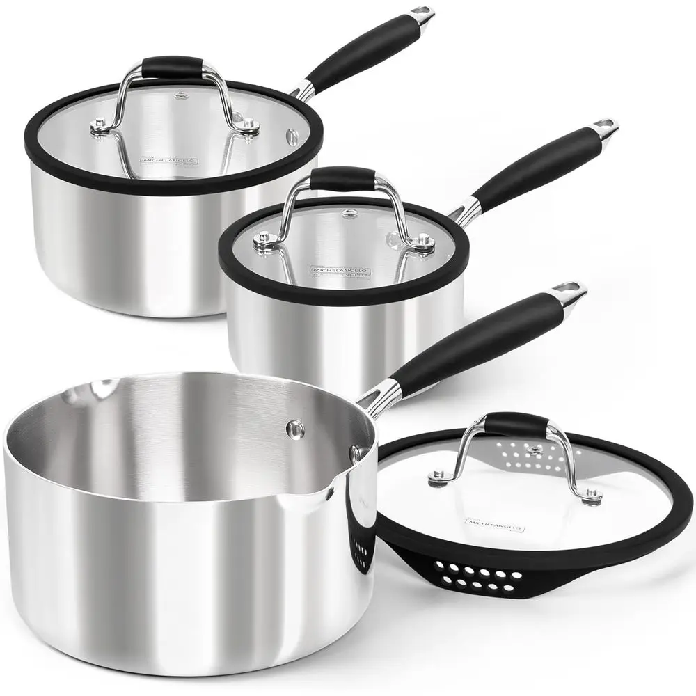 Triply StainlSteel Sauan Set with Strainer Lid, Heavy-duty Sauce Pan with Lid, Multipose Sauce Pot Induction Compatible - 1QT &
Triply StainlSteel Sauan Set with Strainer Lid, Heavy-duty Sauce Pan with Lid, Multipose Sauce Pot Induction Compatible - 1QT &