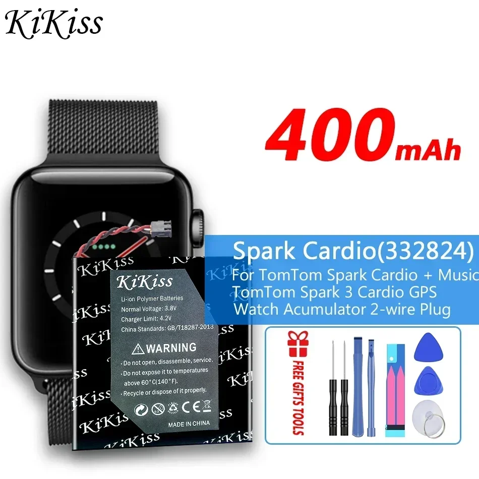 Аккумулятор KiKiss 400 на 332824 мА · ч для кардио-+ музыки/GPS-часов TomTom Spark 3, аккумуляторная батарея для кардио-часов с 2 проводами
Аккумулятор KiKiss 400 на 332824 мА · ч для кардио-+ музыки/GPS-часов TomTom Spark 3, аккумуляторная батарея для кардио-часов с 2 проводами