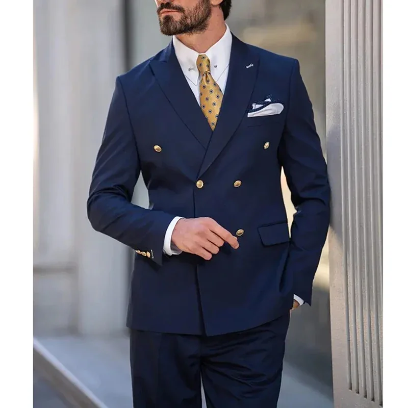 2 PieceBoutique Jacket Pants Men Suits Navy Blue Peak Lapel Double Breasted Full Set High End Business Male Clothing Tenro 2024
2 PieceBoutique Jacket Pants Men Suits Navy Blue Peak Lapel Double Breasted Full Set High End Business Male Clothing Tenro 2024
