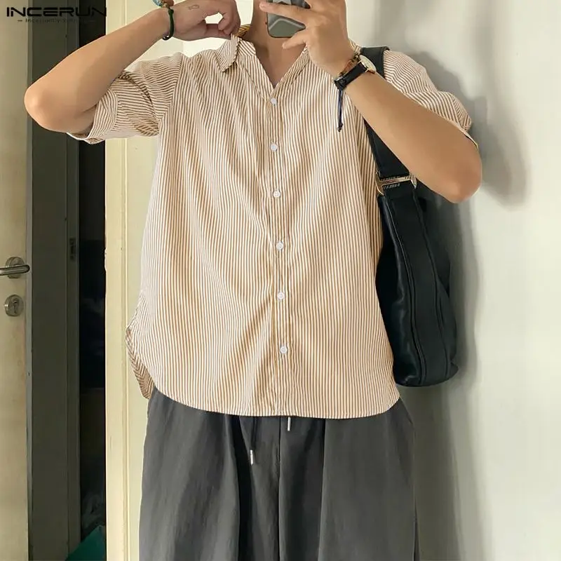 Men Striped Shirt Lapel Half Sleeve Loose Streetwear Casual Men Clothes Summer 2026 Tops Fashion Shirts Camisa S-5XL INCERUN
Men Striped Shirt Lapel Half Sleeve Loose Streetwear Casual Men Clothes Summer 2026 Tops Fashion Shirts Camisa S-5XL INCERUN