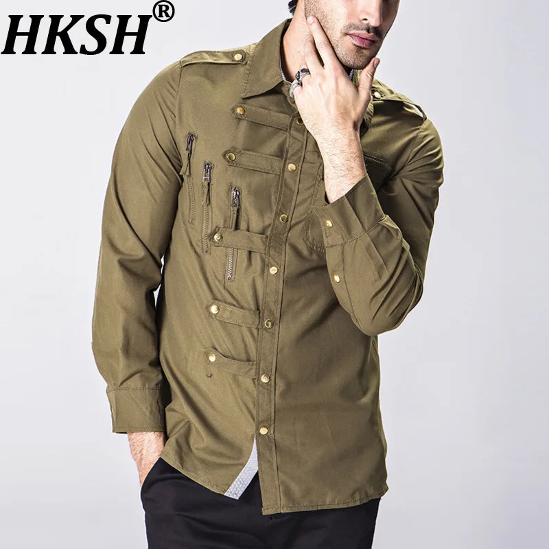 HKSH Spring Autumn New Man Tide Niche Multi-Buttons Pockets Slim Design Long Sleeve Shirts Punk Vintage High Street Tops HK13703
HKSH Spring Autumn New Man Tide Niche Multi-Buttons Pockets Slim Design Long Sleeve Shirts Punk Vintage High Street Tops HK13703