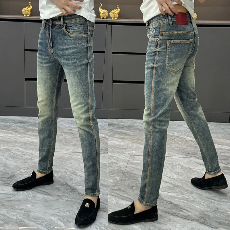 Синие мужские джинсы Slim Fit, летние, премиум-класса, с пэчворком, из денима, со средней посадкой, с множеством карманов, износостойкие, узкие прямые, длина 7/8
Синие мужские джинсы Slim Fit, летние, премиум-класса, с пэчворком, из денима, со средней посадкой, с множеством карманов, износостойкие, узкие прямые, длина 7/8