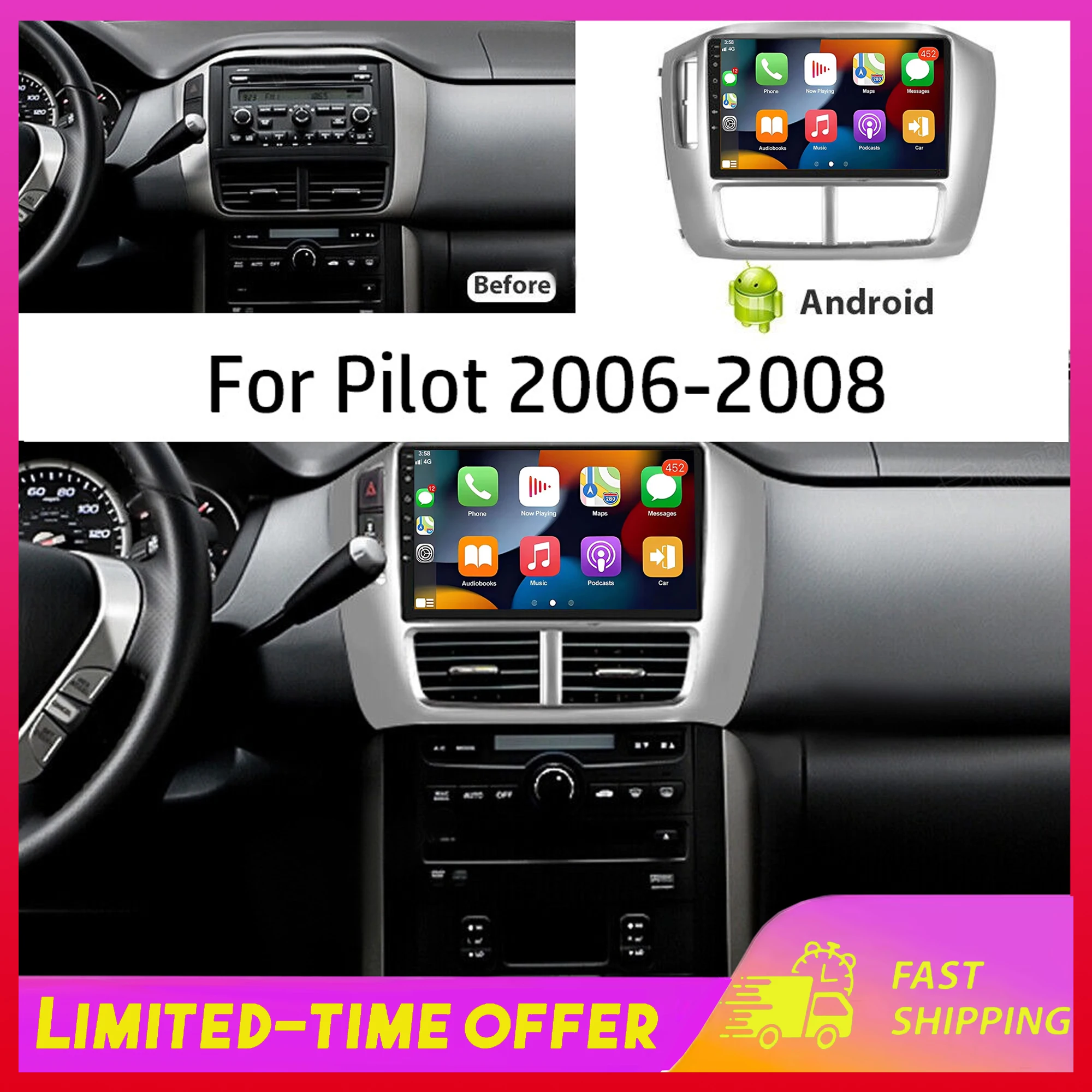 9-дюймовая автомобильная магнитола с Carplay, GPS, Wi-Fi для Pilot 2006-2008, Android 15, мультимедийная интеллектуальная система, запчасти и аксессуары для автомобилей
9-дюймовая автомобильная магнитола с Carplay, GPS, Wi-Fi для Pilot 2006-2008, Android 15, мультимедийная интеллектуальная система, запчасти и аксессуары для автомобилей