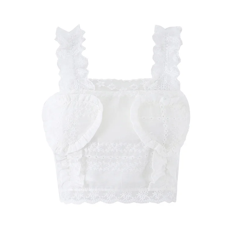Summer Women's Hollowed Out Embroidered White Camisole Top 2026 New Fashion Sleeveless Short Vest Top Eomen's Clothing
Summer Women's Hollowed Out Embroidered White Camisole Top 2026 New Fashion Sleeveless Short Vest Top Eomen's Clothing