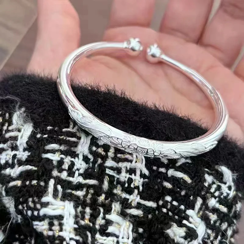 High quality pure silver 999 lace double bead open bracelet for women's fashionable drunken flower chant adjustable jewelry
High quality pure silver 999 lace double bead open bracelet for women's fashionable drunken flower chant adjustable jewelry